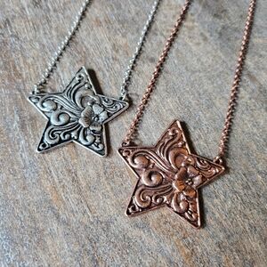 NWT Sliver And Bronze Western Star Pendant Necklace